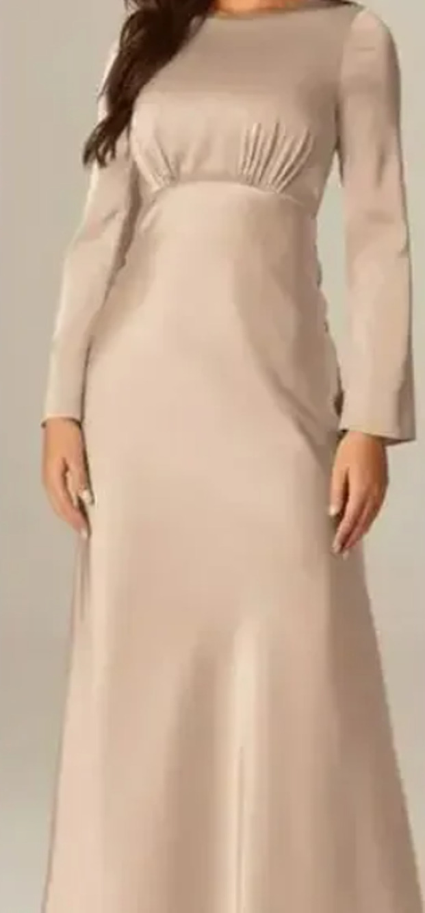 AW BRIDAL 0 XS Champagne cream Ginevra satin charmeuse maxi dress NEW b36
